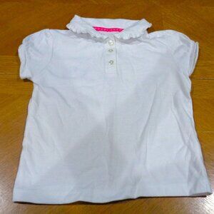 U.S. POLO ASSN. WHITE BUTTON SHORT SLEEVE RUFFLED COLLAR GIRLS SIZE 4 SHIRT